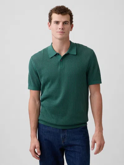 Gap Factory Crochet Sweater Polo Shirt Shirt In Green