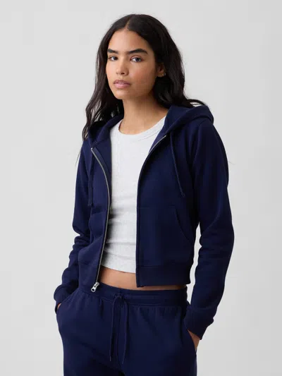 Gap Factory Cropped Fleece Zip Hoodie In Blue
