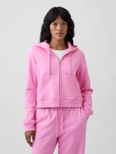 Gap Factory Cropped Fleece Zip Hoodie In Pink