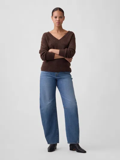 Gap Factory Curvy High Rise Barrel Jeans In Medium Wash