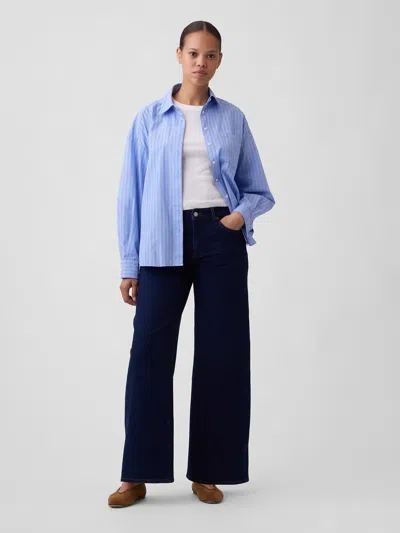 Gap Factory Curvy Mid Rise Wide-leg Jeans In Dark Wash