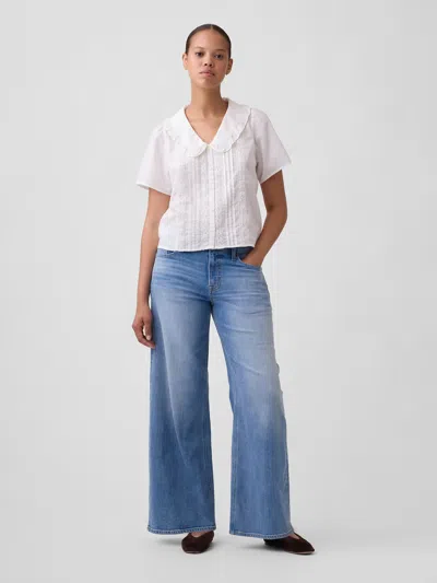 Gap Factory Curvy Mid Rise Wide-leg Jeans In Light Wash
