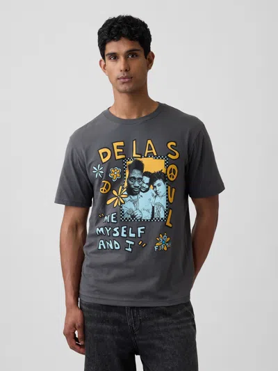 Gap Factory De La Soul Everyday Soft Relaxed Graphic T-shirt In Gray