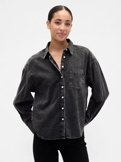 Gap Factory Denim Big Shirt In Black