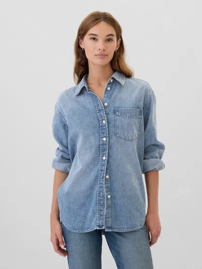 Gap Factory Denim Big Shirt In Blue