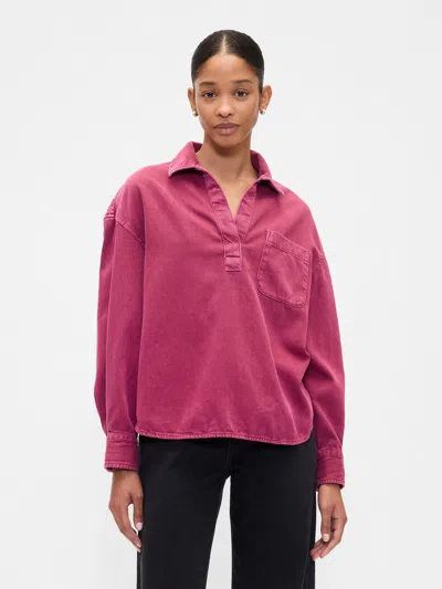 Gap Factory Denim Big Shirt In Pink