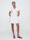 Gap Factory Denim Flutter Sleeve Mini Dress In White