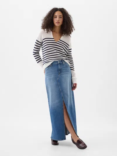 Gap Factory Denim Maxi Skirt In Blue