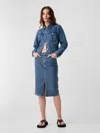 Gap Factory Denim Midi Pencil Skirt In Blue