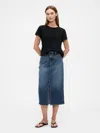 Gap Factory Denim Midi Pencil Skirt In Blue