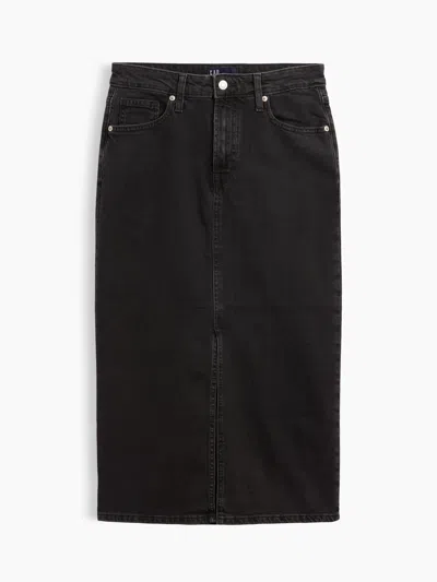 Gap Factory Denim Midi Skirt In Black