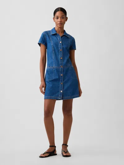 Gap Factory Denim Mini Dress In Blue