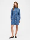 Gap Factory Denim Peplum Mini Dress In Blue