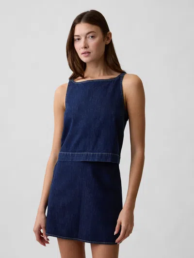 Gap Factory Denim Shell Tank Top In Blue