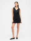 Gap Factory Denim V-neck Mini Dress In Black