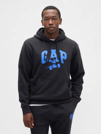 Gap Factory Disney &#215 Mickey Mouse Relaxed Logo Hoodie In Black