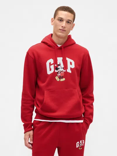 Gap Factory Disney &#215 Mickey Mouse Relaxed Logo Hoodie In Red