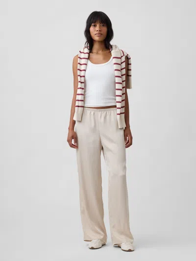 Gap Factory Easy Wide-leg Satin Pants In Anchorage Cream