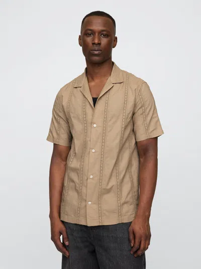 Gap Factory Embroidered Vacay Shirt In Neutral