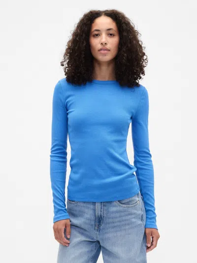 Gap Factory Essential Ribbed Crewneck T-shirt In Blue