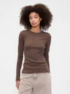 Gap Factory Essential Ribbed Crewneck T-shirt In Brown