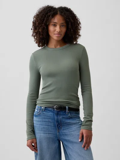 Gap Factory Essential Ribbed Crewneck T-shirt In Gray