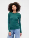 Gap Factory Essential Ribbed Crewneck T-shirt In Green