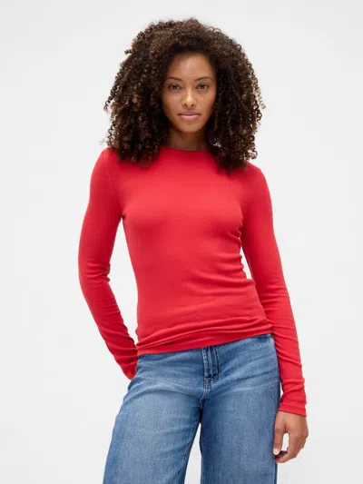 Gap Factory Essential Ribbed Crewneck T-shirt In Red