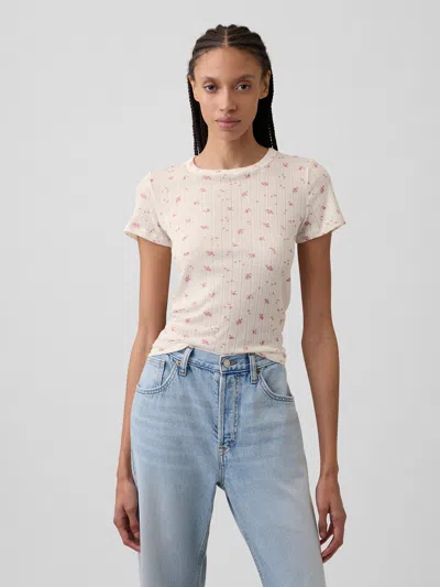 Gap Factory Essential Ribbed Pointelle T-shirt In Pink