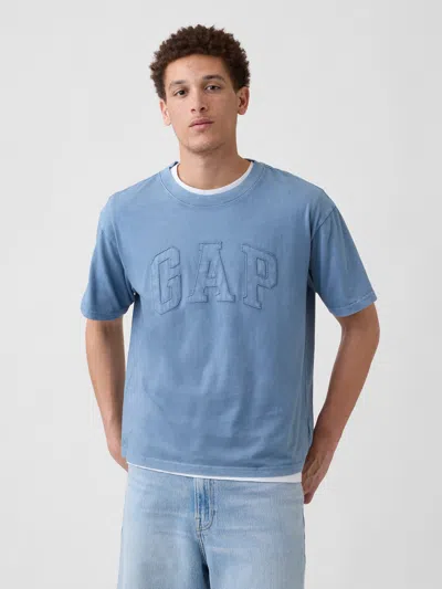 Gap Factory Everyday Soft Boxy Gap Logo T-shirt In Blue