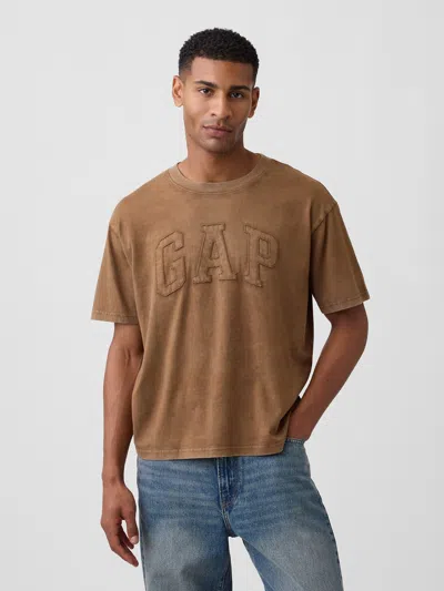 Gap Factory Everyday Soft Boxy Gap Logo T-shirt In Brown