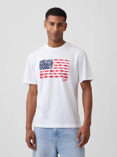 Gap Factory Everyday Soft Relaxed Americana Graphic T-shirt In White