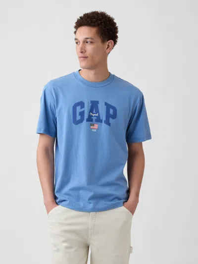 Gap Factory Everyday Soft Relaxed Gap Americana Logo T-shirt In Blue