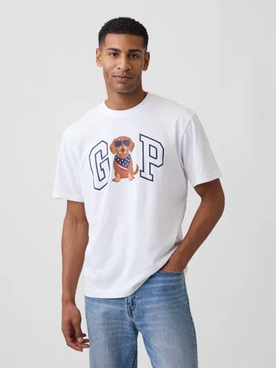 Gap Factory Everyday Soft Relaxed Gap Americana Logo T-shirt In White