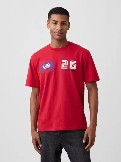 Gap Factory Everyday Soft Relaxed Soccer Graphic T-shirt In Red