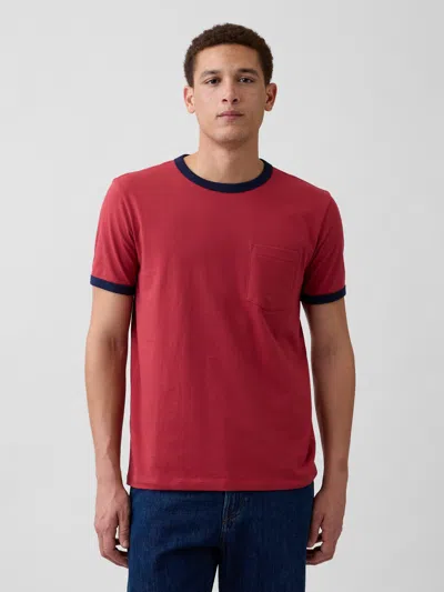 Gap Factory Everyday Soft Ringer Pocket T-shirt In Red