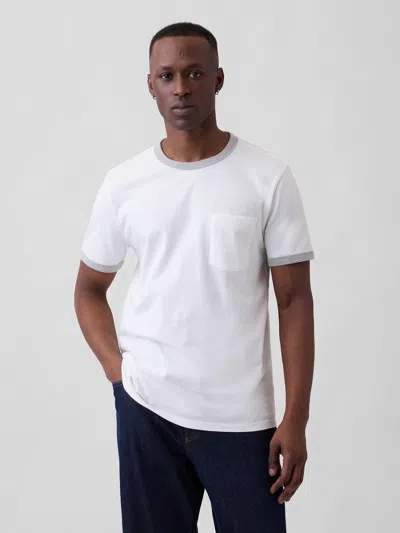 Gap Factory Everyday Soft Ringer Pocket T-shirt In White