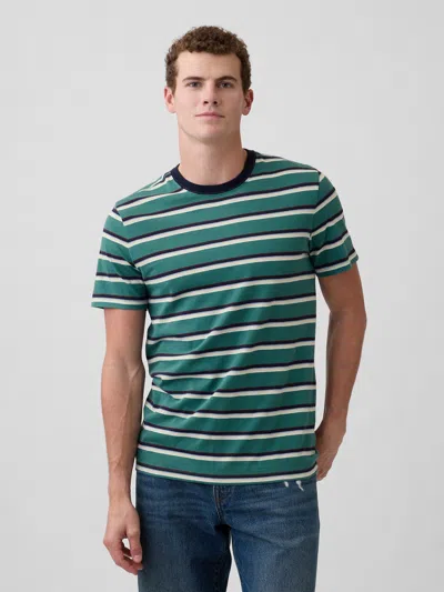 Gap Factory Everyday Soft Stripe Crewneck T-shirt In Green