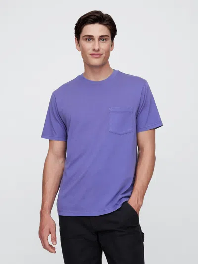 Gap Factory Everyday Soft Sunwashed Original Pocket T-shirt In Purple