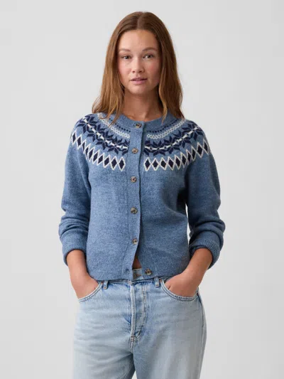 Gap Factory Fair Isle Lightweight Crewneck Cardigan In Multi