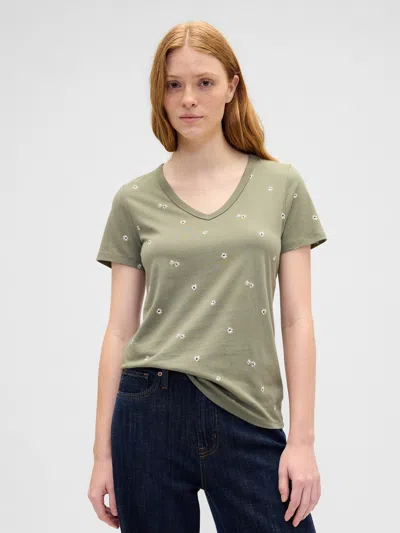 Gap Factory Favorite Print V-neck T-shirt In Green