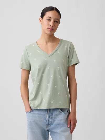 Gap Factory Favorite Print V-neck T-shirt In Green