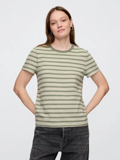 Gap Factory Favorite Stripe Crewneck T-shirt In Green