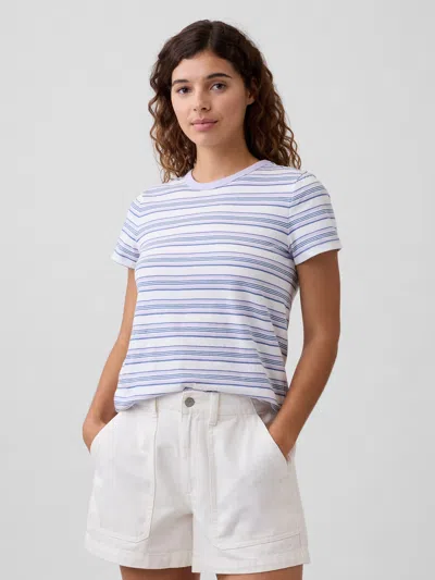 Gap Factory Favorite Stripe Crewneck T-shirt In Purple
