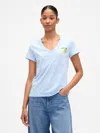 Gap Factory Favorite V-neck Graphic T-shirt In Blue