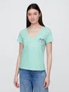 Gap Factory Favorite V-neck Graphic T-shirt In Green