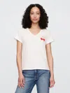 Gap Factory Favorite V-neck Graphic T-shirt In White