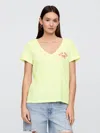 Gap Factory Favorite V-neck Graphic T-shirt In Yellow