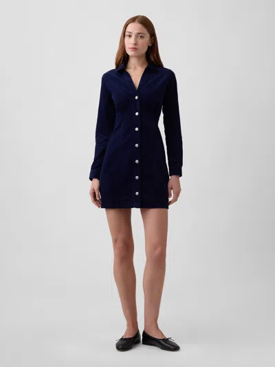 Gap Factory Fitted Collared Mini Dress In Navy Uniform