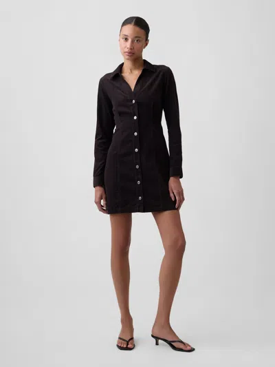 Gap Factory Fitted Collared Mini Dress In Terra Brown
